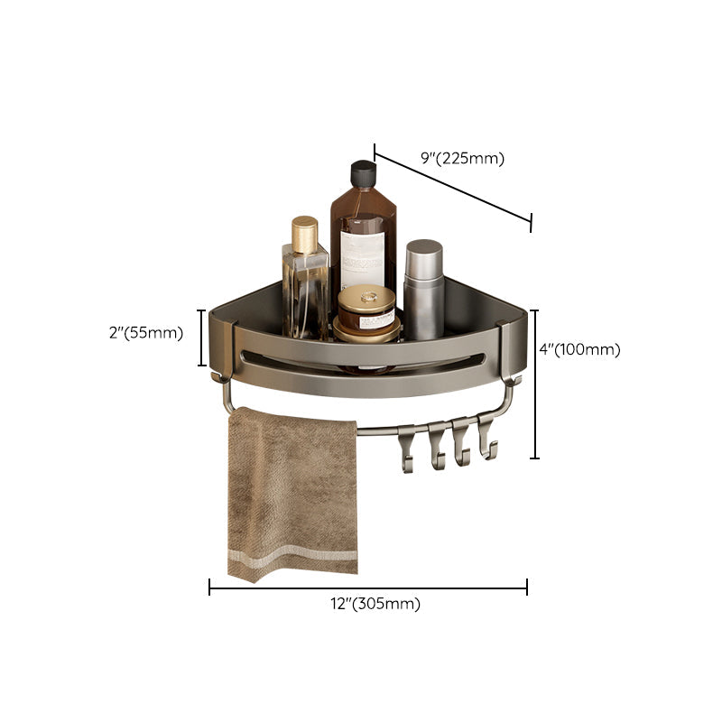 Rynx | Contemporary Aluminum Bathroom Accessory Set Grey Bath Shelf
