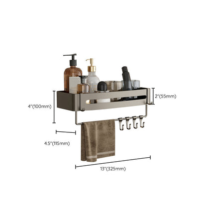 Rynx | Contemporary Aluminum Bathroom Accessory Set Grey Bath Shelf