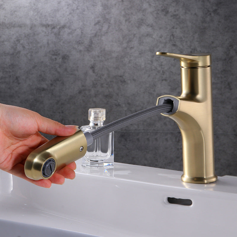 Rynx | Contemporary Basin Faucet Copper Pure Color Single Handle Pull-Out Basin Faucet