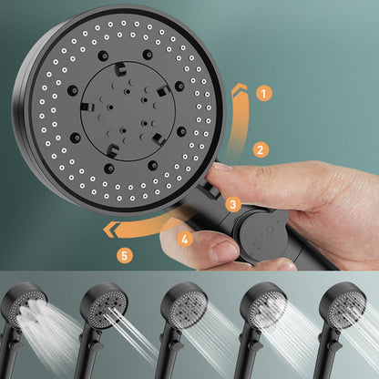 Rynx | Bathroom Shower Head 5-Stream Round Hand Shower Holder Wall Mount Shower Head