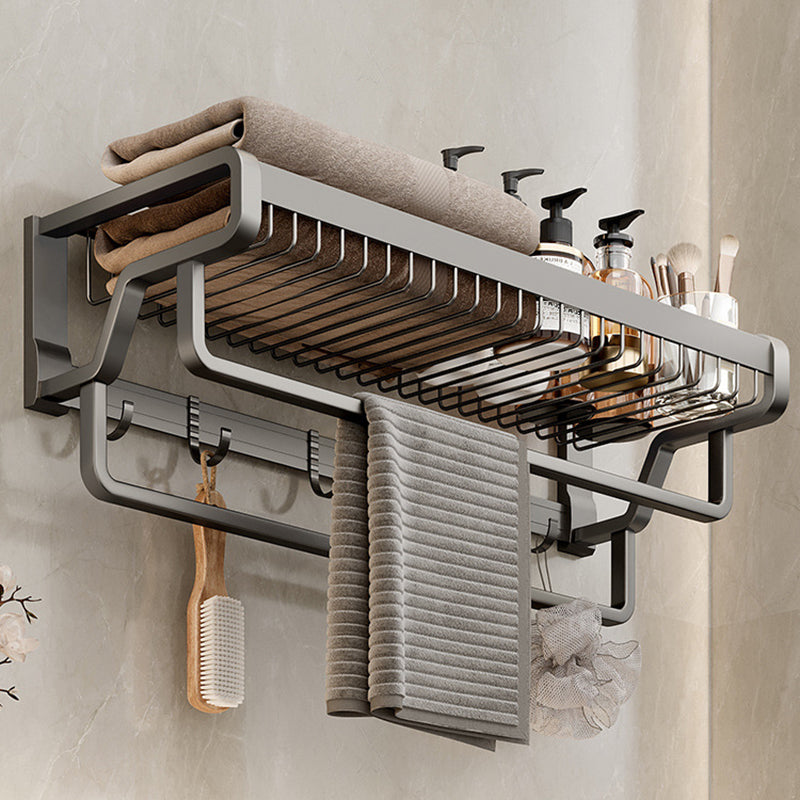 Rynx | Aluminum modern bathroom accessories set polished gray bathroom shelf/paper holder/robe hook