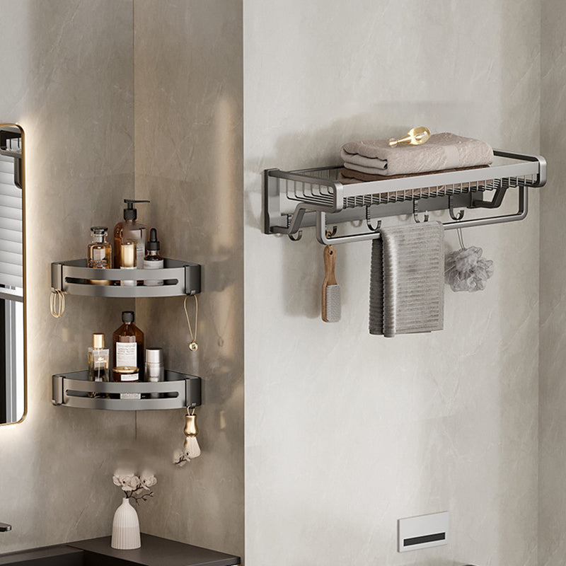 Rynx | Aluminum modern bathroom accessories set polished gray bathroom shelf/paper holder/robe hook