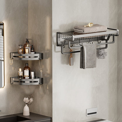 Rynx | Aluminum modern bathroom accessories set polished gray bathroom shelf/paper holder/robe hook