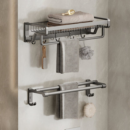 Rynx | Aluminum modern bathroom accessories set polished gray bathroom shelf/paper holder/robe hook