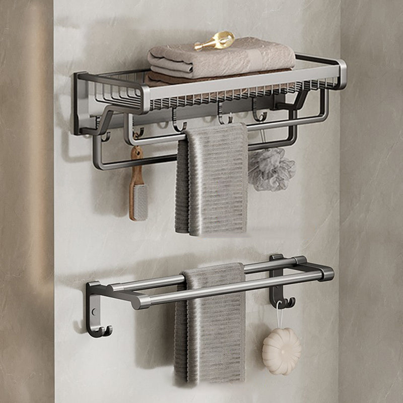 Rynx | Aluminum modern bathroom accessories set polished gray bathroom shelf/paper holder/robe hook