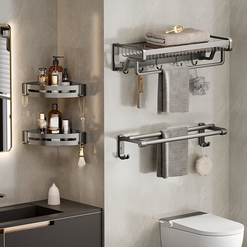 Rynx | Aluminum modern bathroom accessories set polished gray bathroom shelf/paper holder/robe hook