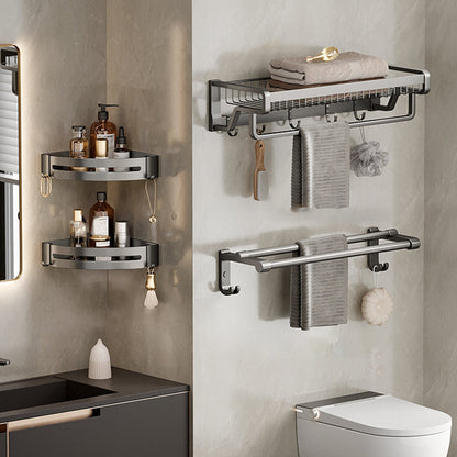 Rynx | Aluminum modern bathroom accessories set polished gray bathroom shelf/paper holder/robe hook