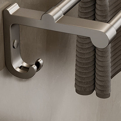 Rynx | Aluminum modern bathroom accessories set polished gray bathroom shelf/paper holder/robe hook