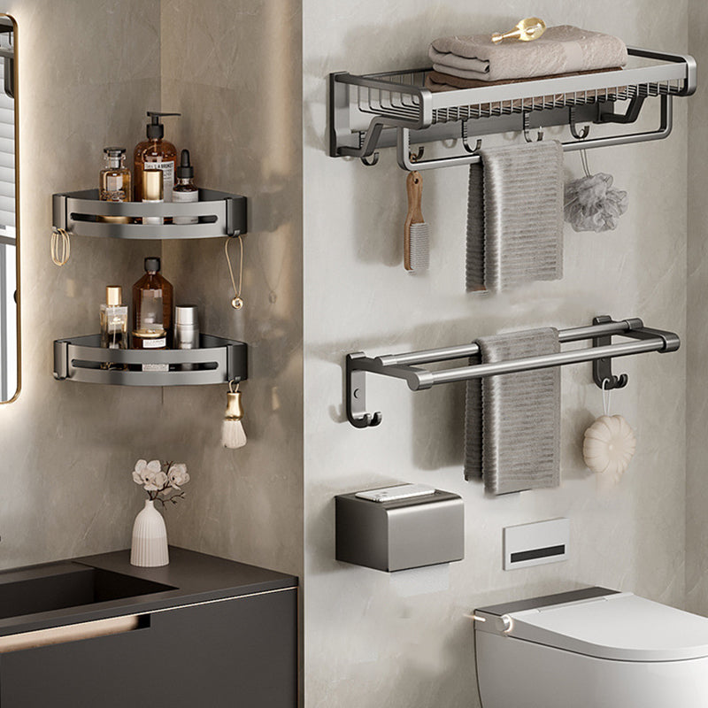 Rynx | Aluminum modern bathroom accessories set polished gray bathroom shelf/paper holder/robe hook