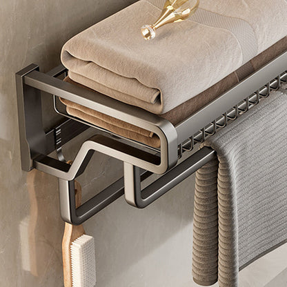 Rynx | Aluminum modern bathroom accessories set polished gray bathroom shelf/paper holder/robe hook