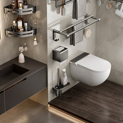 Rynx | Aluminum modern bathroom accessories set polished gray bathroom shelf/paper holder/robe hook