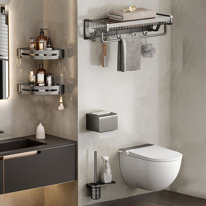Rynx | Aluminum modern bathroom accessories set polished gray bathroom shelf/paper holder/robe hook