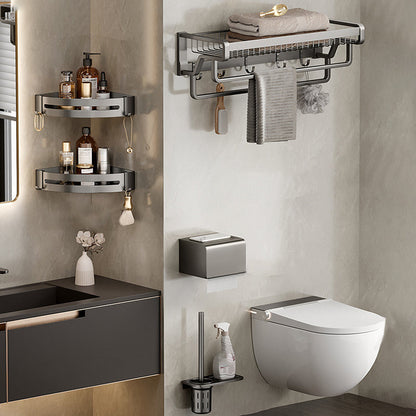 Rynx | Aluminum modern bathroom accessories set polished gray bathroom shelf/paper holder/robe hook