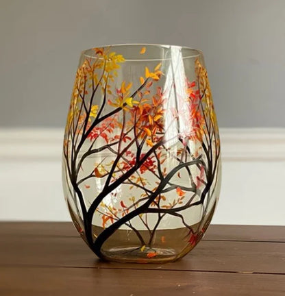 RYNX | Four Seasons Tree Wine Glasses - Hand Painted Art