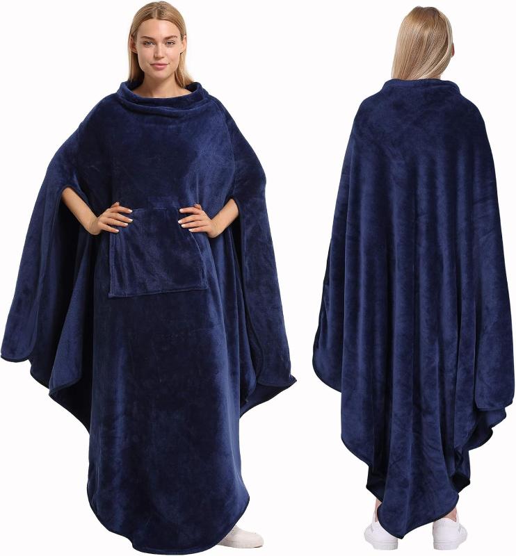 Rynx | Fleece Carry Blanket Poncho - Warm Cozy Travel Wrap Cape