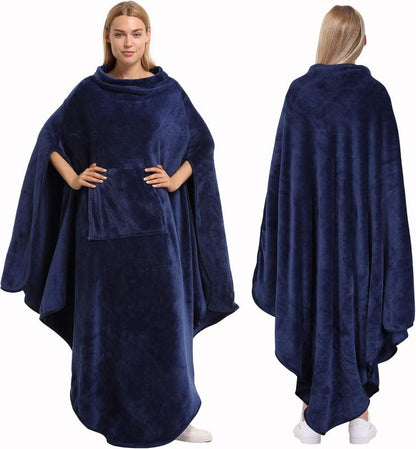 Rynx | Fleece Carry Blanket Poncho - Warm Cozy Travel Wrap Cape