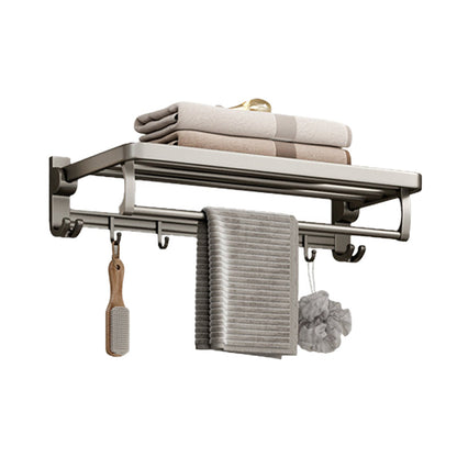 Rynx | Modern Bathroom Accessories Set in Gray with Bathroom Shelf/Towel Holder/Bathrobe Hook & Paper Holder