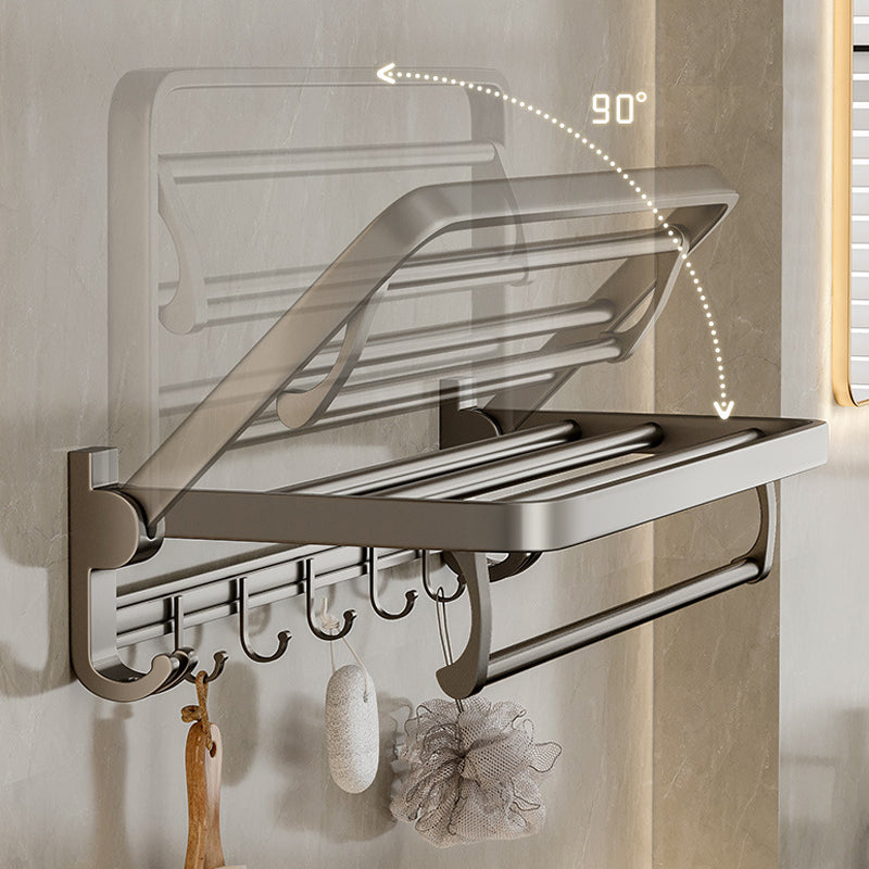Rynx | Modern Bathroom Accessories Set in Gray with Bathroom Shelf/Towel Holder/Bathrobe Hook & Paper Holder