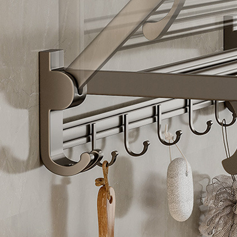 Rynx | Modern Bathroom Accessories Set in Gray with Bathroom Shelf/Towel Holder/Bathrobe Hook & Paper Holder