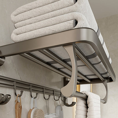 Rynx | Modern Bathroom Accessories Set in Gray with Bathroom Shelf/Towel Holder/Bathrobe Hook & Paper Holder
