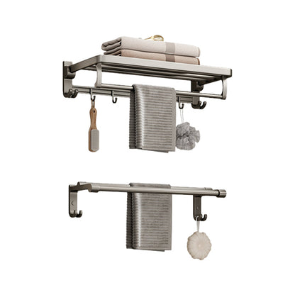Rynx | Modern Bathroom Accessories Set in Gray with Bathroom Shelf/Towel Holder/Bathrobe Hook & Paper Holder