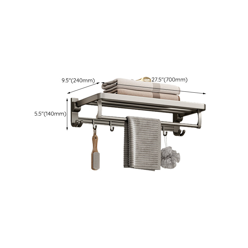 Rynx | Modern Bathroom Accessories Set in Gray with Bathroom Shelf/Towel Holder/Bathrobe Hook & Paper Holder