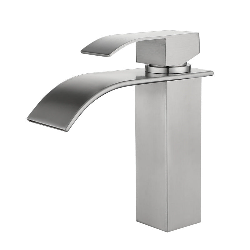 Rynx | Industrial Vessels Faucet Stainless Steel Lever Handles Waterfall Spout Bathroom Faucet