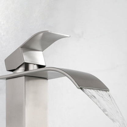 Rynx | Industrial Vessels Faucet Stainless Steel Lever Handles Waterfall Spout Bathroom Faucet