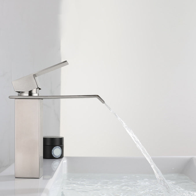 Rynx | Industrial Vessels Faucet Stainless Steel Lever Handles Waterfall Spout Bathroom Faucet