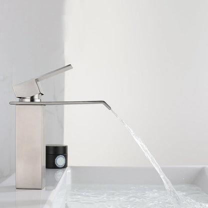 Rynx | Industrial Vessels Faucet Stainless Steel Lever Handles Waterfall Spout Bathroom Faucet