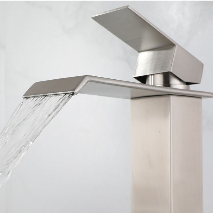 Rynx | Industrial Vessels Faucet Stainless Steel Lever Handles Waterfall Spout Bathroom Faucet