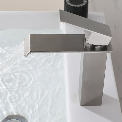 Rynx | Industrial Vessels Faucet Stainless Steel Lever Handles Waterfall Spout Bathroom Faucet