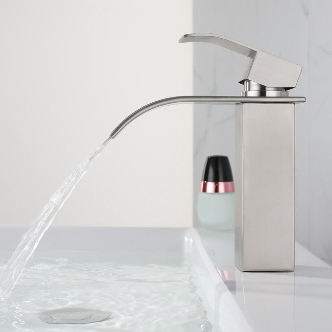 Rynx | Industrial Vessels Faucet Stainless Steel Lever Handles Waterfall Spout Bathroom Faucet
