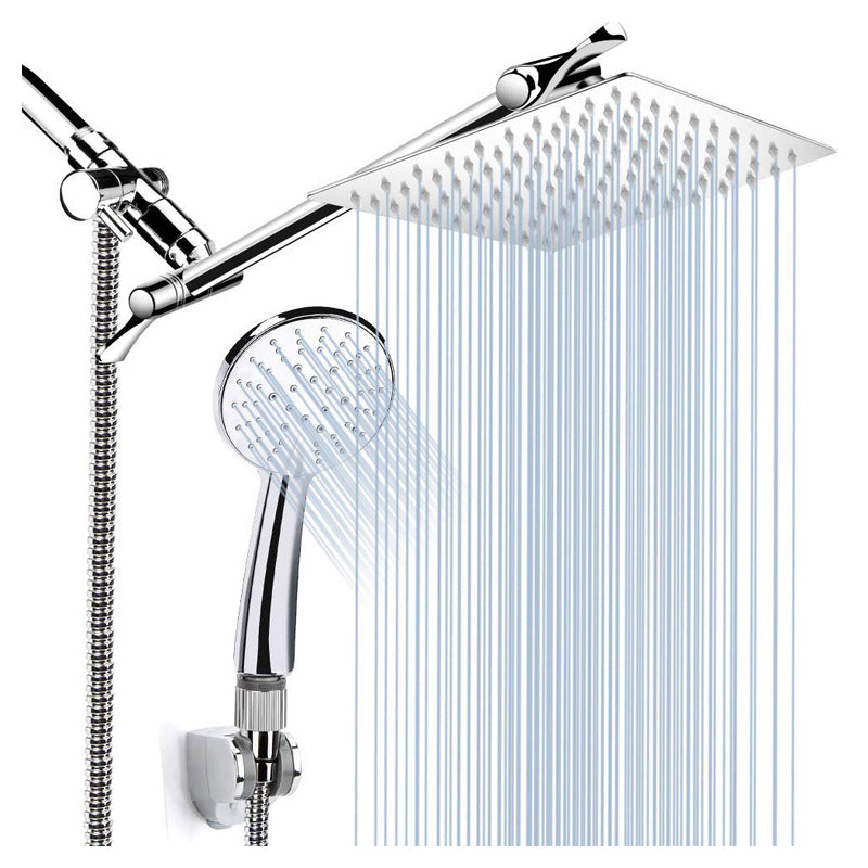 Rynx | Silver Dual Shower Head 3 Settings Medium Flow Wall Mounted Shower Head