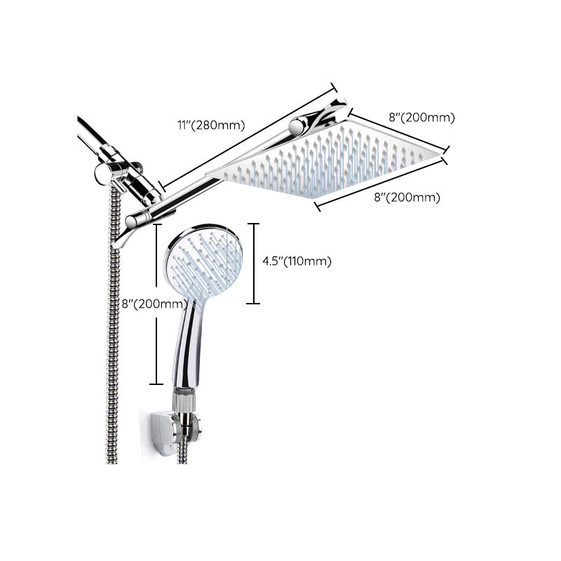 Rynx | Silver Dual Shower Head 3 Settings Medium Flow Wall Mounted Shower Head