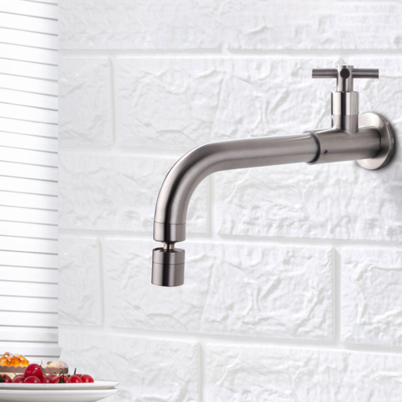 Rynx | Contemporary Wall-Mounted Bathroom Faucet Cross Handles Stainless Steel Faucet