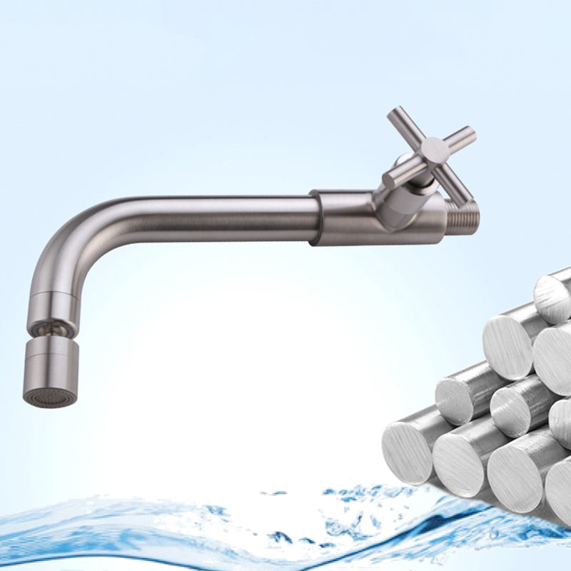 Rynx | Contemporary Wall-Mounted Bathroom Faucet Cross Handles Stainless Steel Faucet
