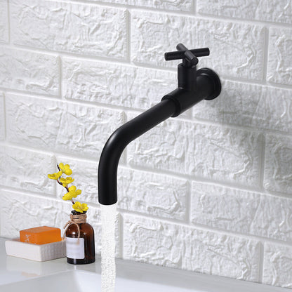 Rynx | Contemporary Wall-Mounted Bathroom Faucet Cross Handles Stainless Steel Faucet