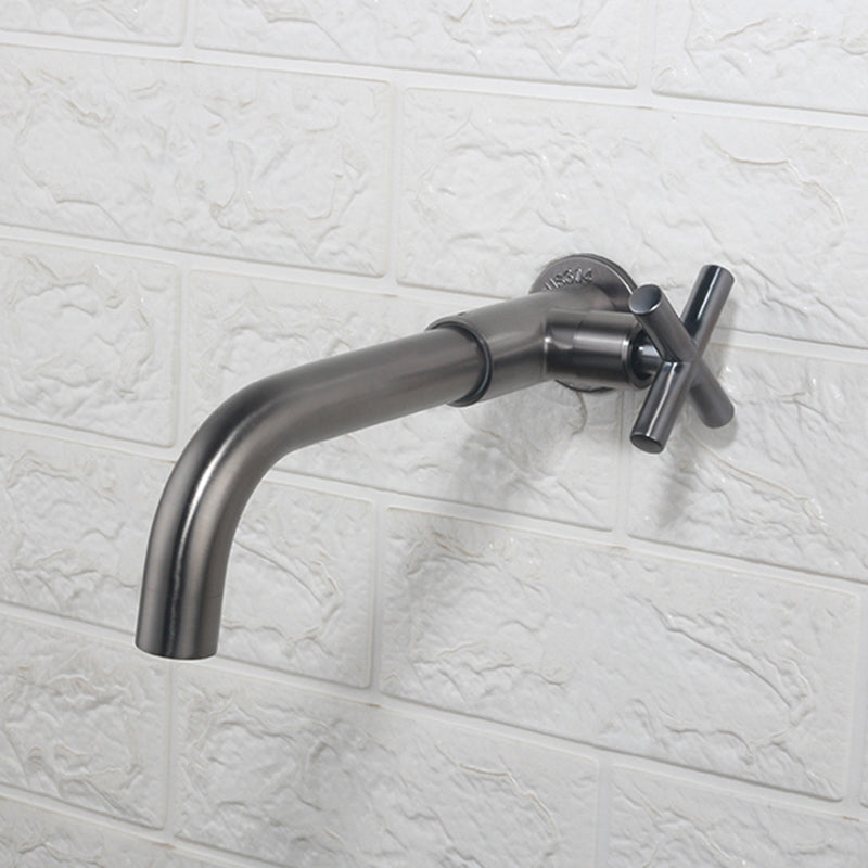 Rynx | Contemporary Wall-Mounted Bathroom Faucet Cross Handles Stainless Steel Faucet