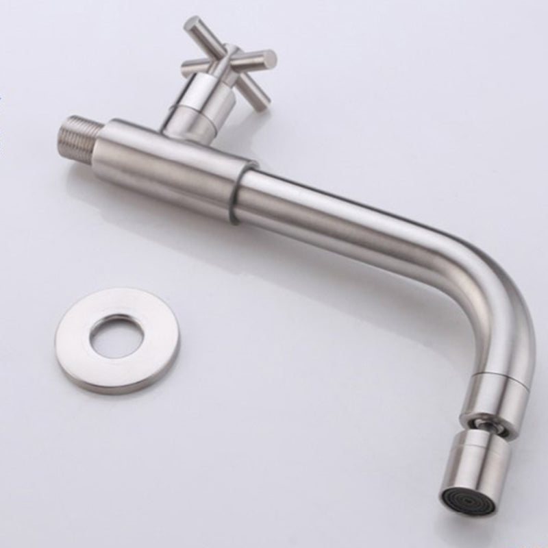 Rynx | Contemporary Wall-Mounted Bathroom Faucet Cross Handles Stainless Steel Faucet