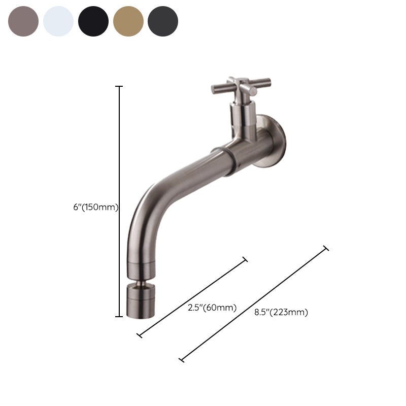Rynx | Contemporary Wall-Mounted Bathroom Faucet Cross Handles Stainless Steel Faucet