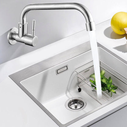Rynx | Modern Bridge Water Faucet 304 Stainless Steel Knob Handle Swivel Spout Wall Mounted Faucet