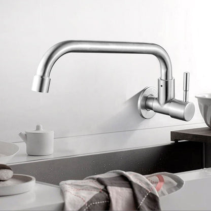 Rynx | Modern Bridge Water Faucet 304 Stainless Steel Knob Handle Swivel Spout Wall Mounted Faucet