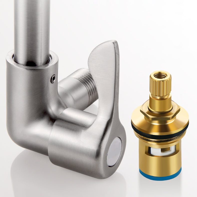 Rynx | Modern Bridge Water Faucet 304 Stainless Steel Knob Handle Swivel Spout Wall Mounted Faucet