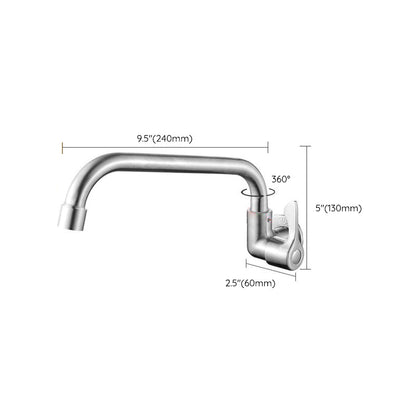 Rynx | Modern Bridge Water Faucet 304 Stainless Steel Knob Handle Swivel Spout Wall Mounted Faucet