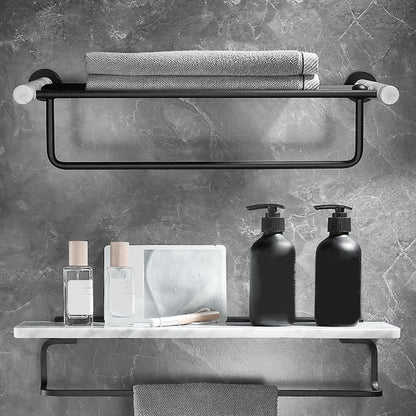 Rynx | Metal and Marble Bathroom Hardware Set as a Single Piece or as a Set in Black