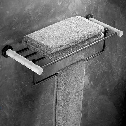 Rynx | Metal and Marble Bathroom Hardware Set as a Single Piece or as a Set in Black