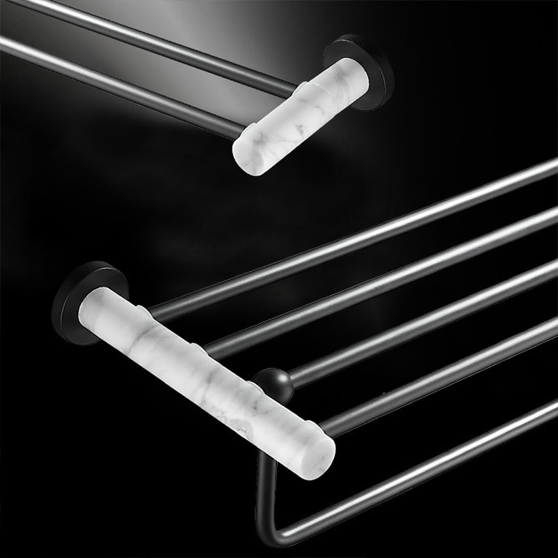 Rynx | Metal and Marble Bathroom Hardware Set as a Single Piece or as a Set in Black