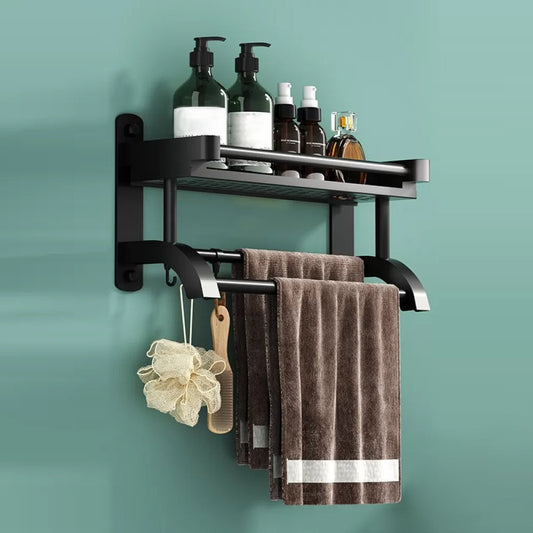Rynx | Modern Black Bathroom Accessories Stainless Steel Fitting Set Bathroom Shelf