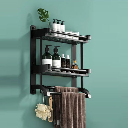 Rynx | Modern Black Bathroom Accessories Stainless Steel Fitting Set Bathroom Shelf